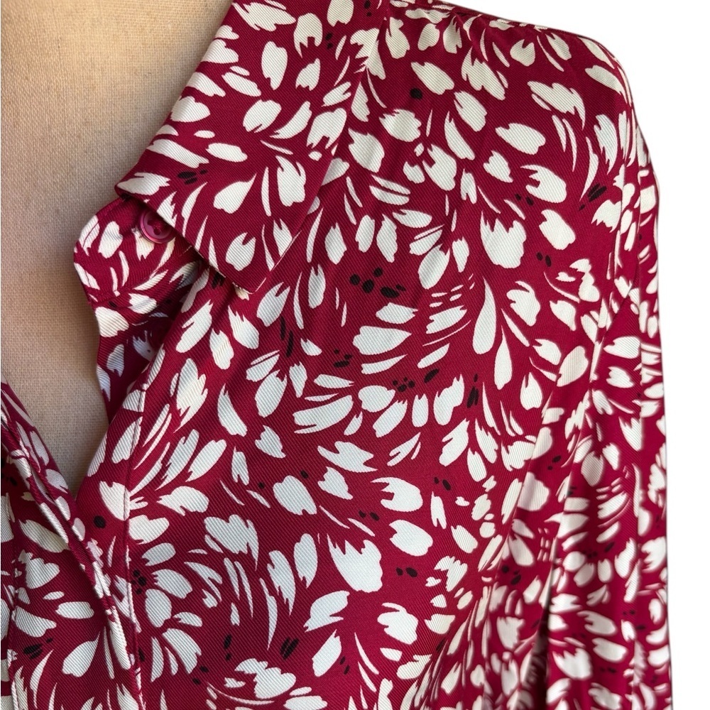 Hobbs London-NWT size 14 “Marciella” cranberry 100% viscose shirt dress. NEW! - Picture 6 of 16